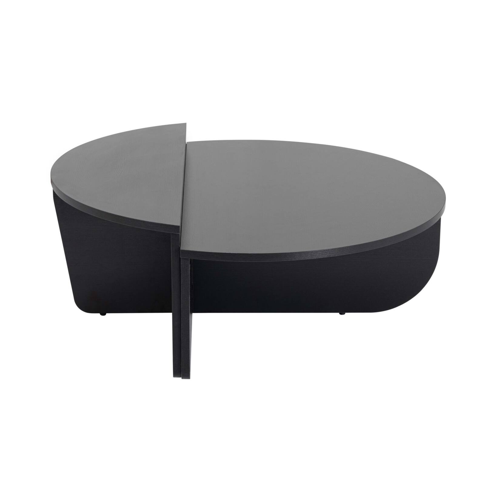 Mesa de centro ovalada en melamina efecto madera Mesa de centro ovalada en melamina efecto madera