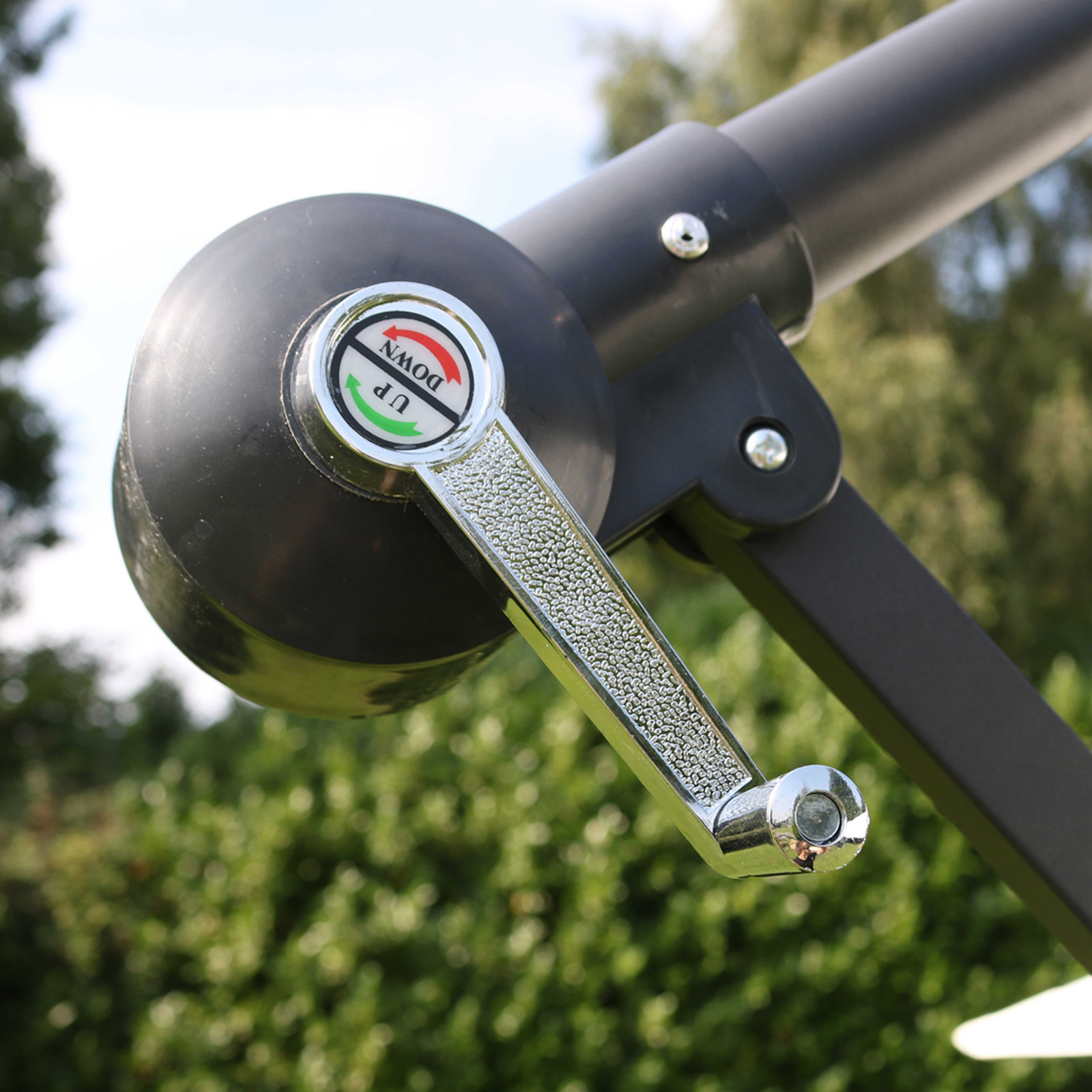 Juego de sombrilla colgante inclinable (3 x 3 m) + 4 losas lastradas