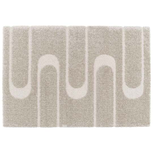 Alfombra estilo bohemio de pelo largo lanuda de material reciclado rectangular | Oviala