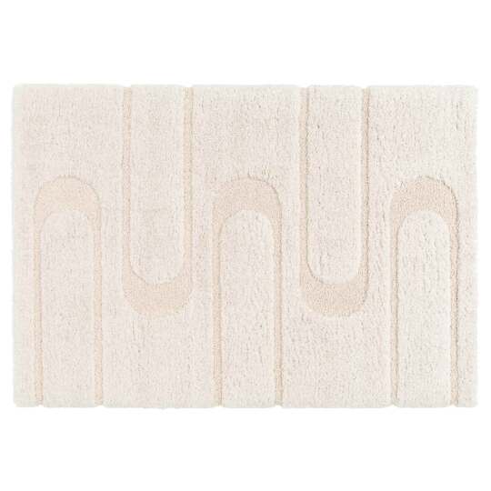 Alfombra shaggy rectangular de poliéster reciclado con motivos geométricos de pelo largo