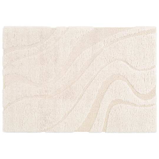 Alfombra shaggy rectangular de poliéster reciclado con motivos geométricos de pelo largo