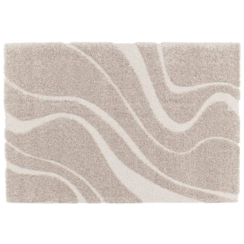 Alfombra shaggy rectangular de poliéster reciclado con motivos geométricos de pelo largo