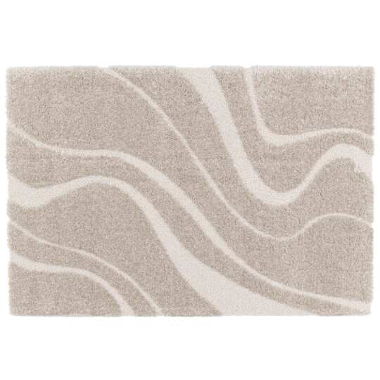 Alfombra shaggy rectangular de poliéster reciclado con motivos geométricos de pelo largo