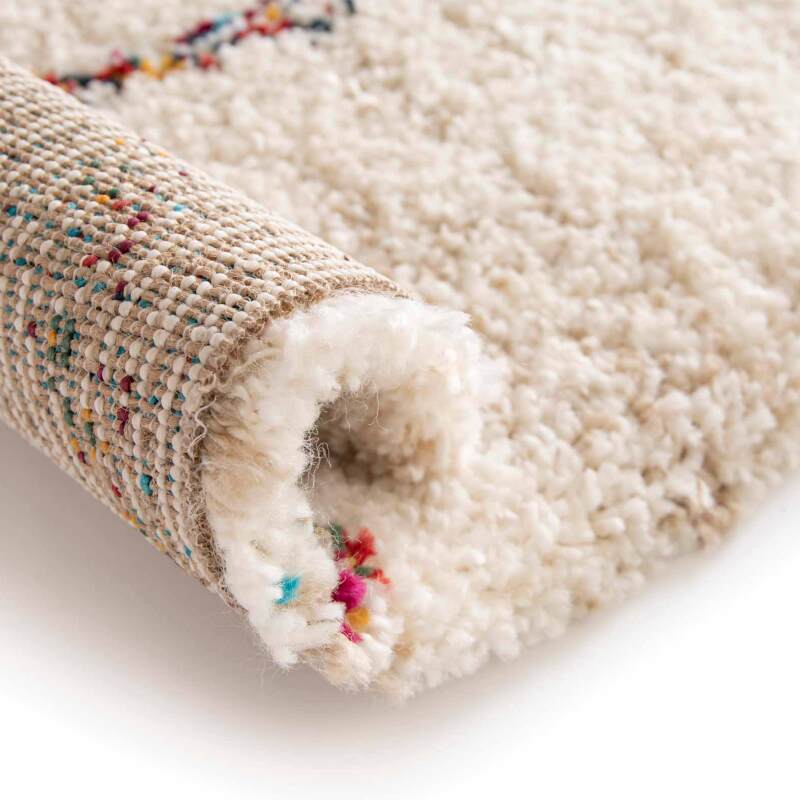 Alfombra rectangular de polipropileno con motivos étnicos y pelo largo