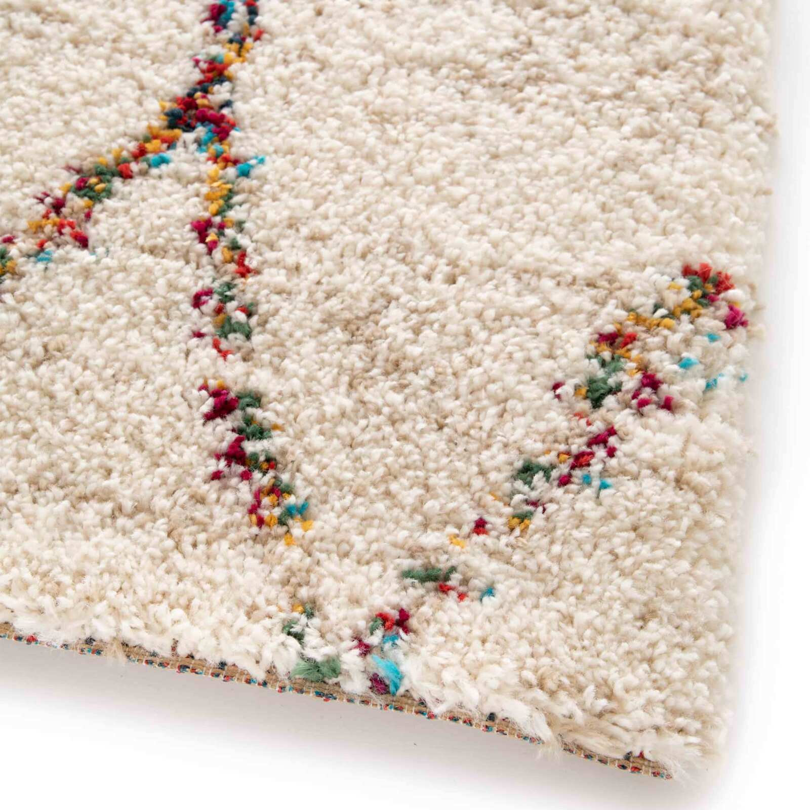 Alfombra rectangular de polipropileno con motivos étnicos y pelo largo