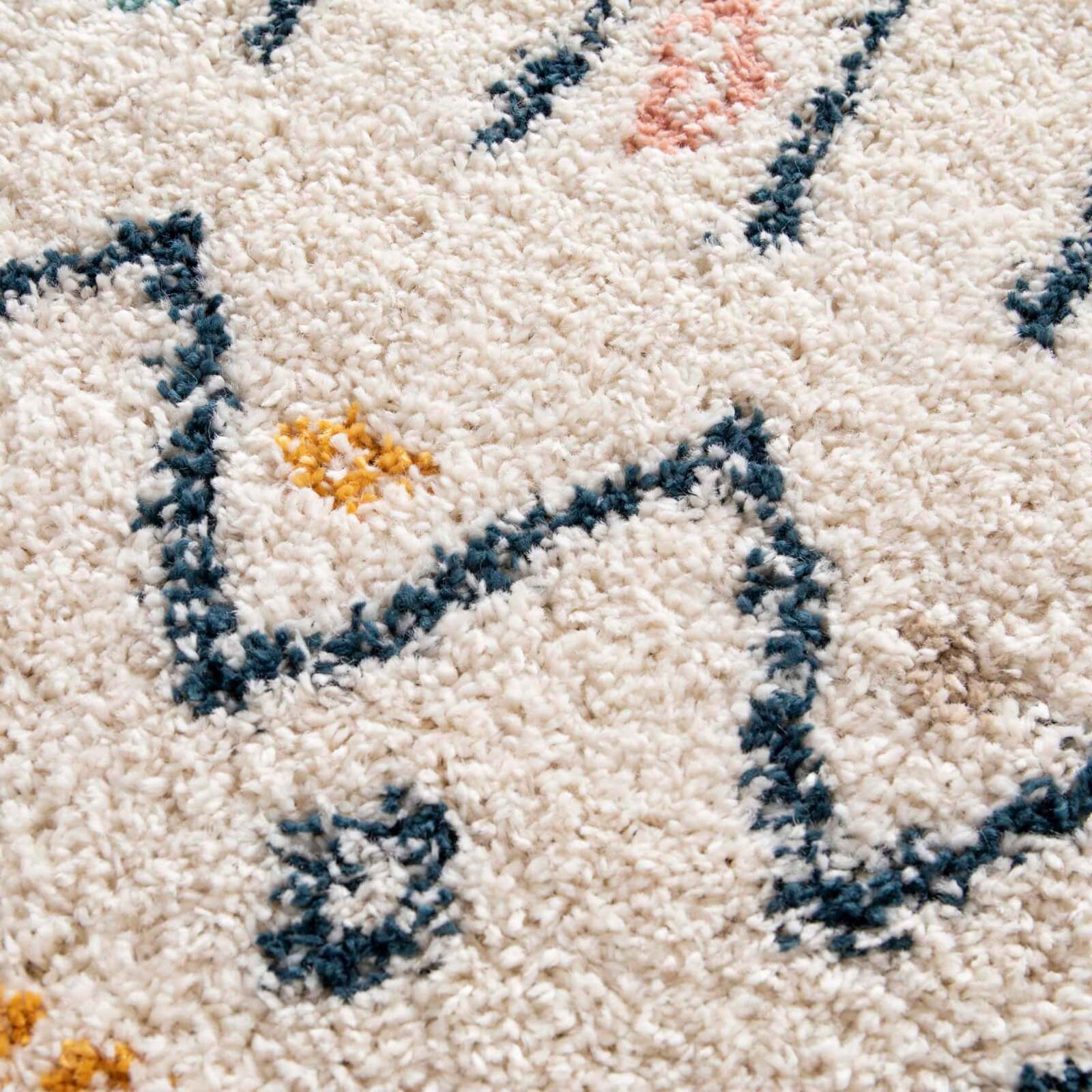 Alfombra rectangular de polipropileno con estampado étnico de pelo largo