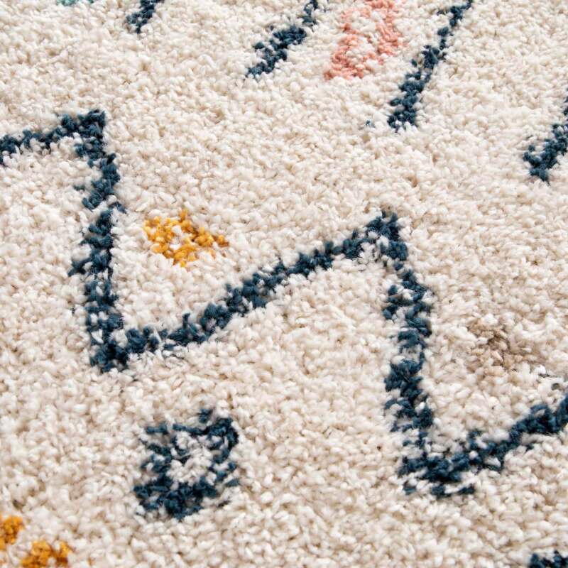 Alfombra rectangular de polipropileno con estampado étnico de pelo largo