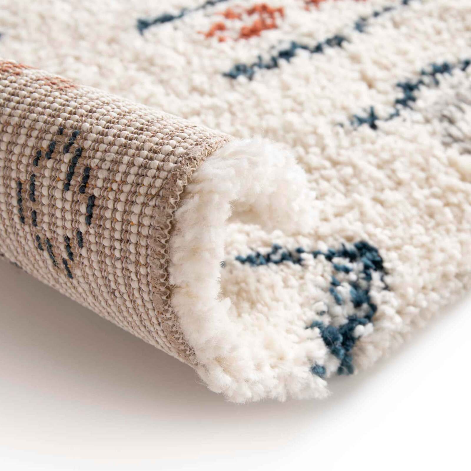 Alfombra rectangular de polipropileno con estampado étnico de pelo largo