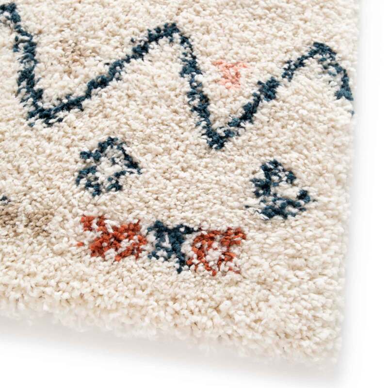 Alfombra rectangular de polipropileno con estampado étnico de pelo largo