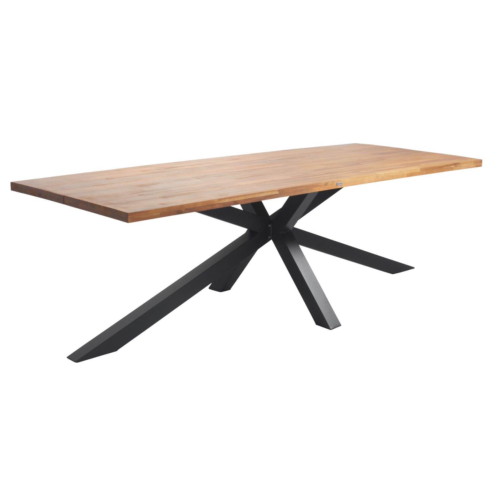 Mesa de jardín rectangular de 240 x 95 cm en madera de acacia y 10 sillas con reposabrazos de aluminio