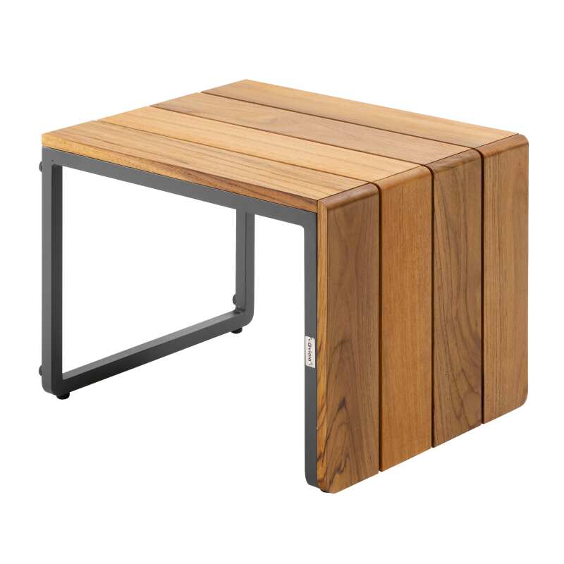Mesa auxiliar para tumbona de aluminio y madera de teca