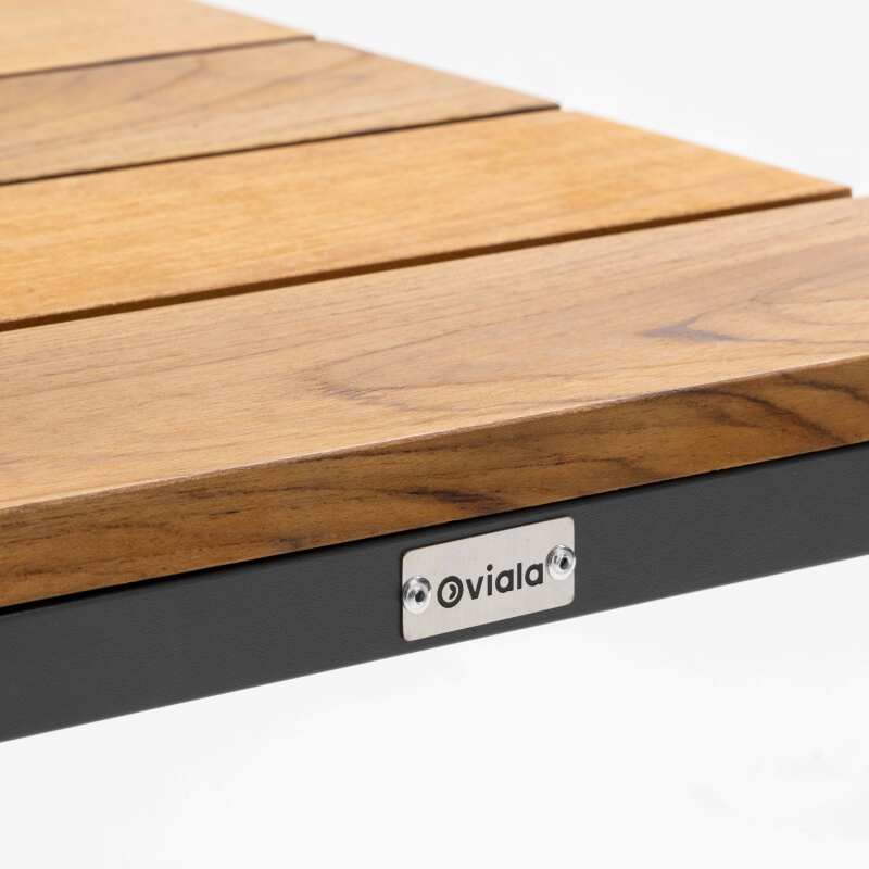 Mesa auxiliar para tumbona de aluminio y madera de teca