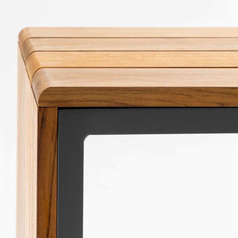 Mesa auxiliar para tumbona de aluminio y madera de teca