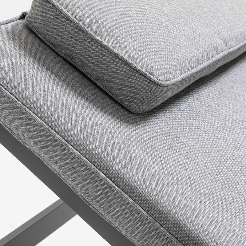 Tumbona reclinable en 5 posiciones de aluminio y madera de teca