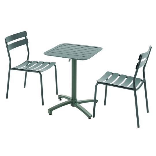 Mesa reclinable de aluminio de 60x60 cm y 2 sillas