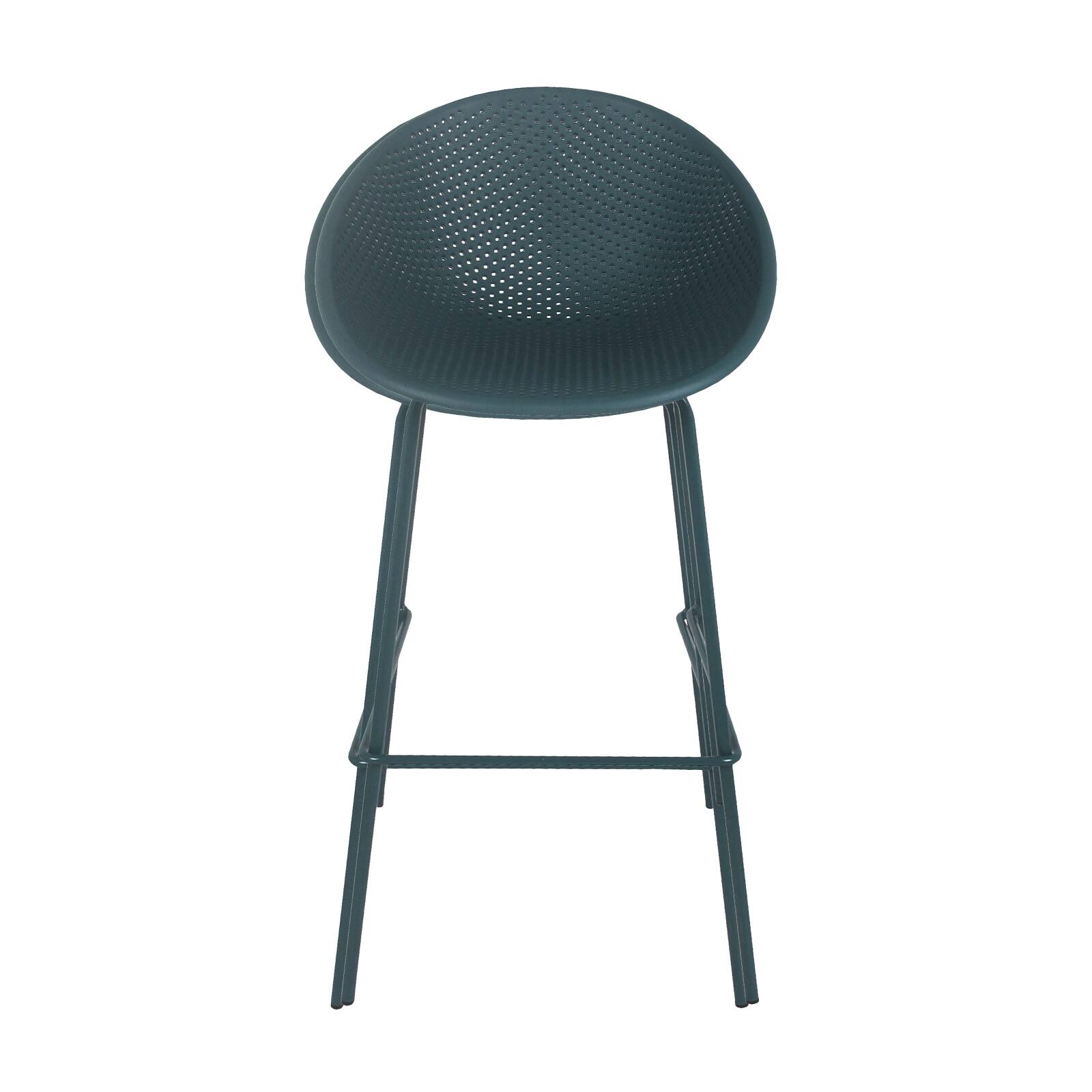 Lote de 4 sillas altas de terraza de plástico y acero