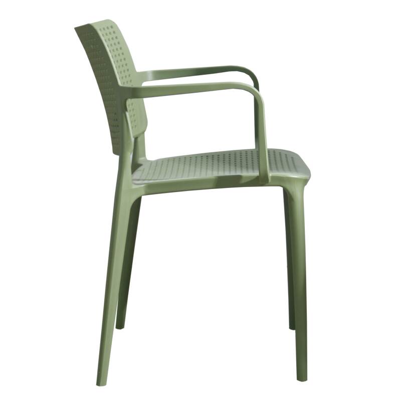 Juego de 4 sillas de terraza de plástico calado con reposabrazos (2/5)