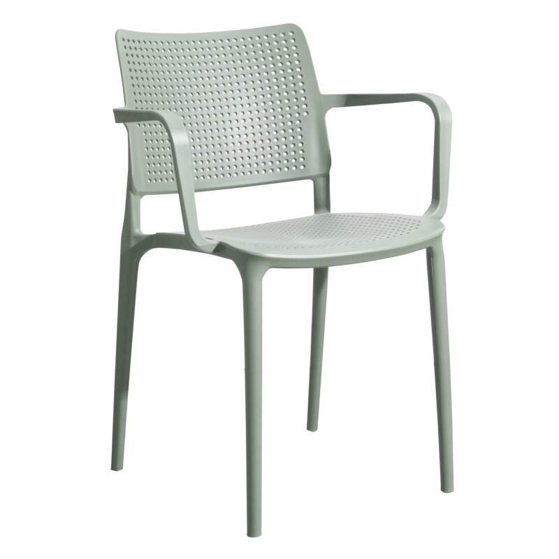 Juego de 4 sillas de terraza de plástico calado con reposabrazos