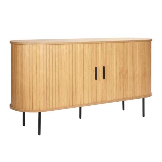 Aparador efecto madera y metal 2 puertas efecto lamas 140 cm | Oviala