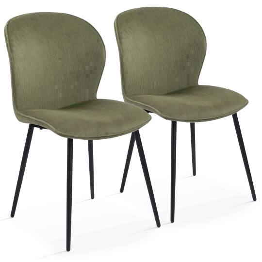 Lote de 2 sillas de terciopelo acanalado