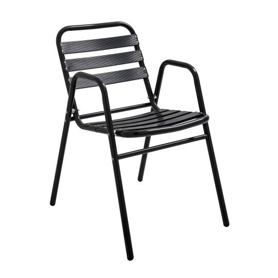Silla de jardín de aluminio con reposabrazos. | Oviala