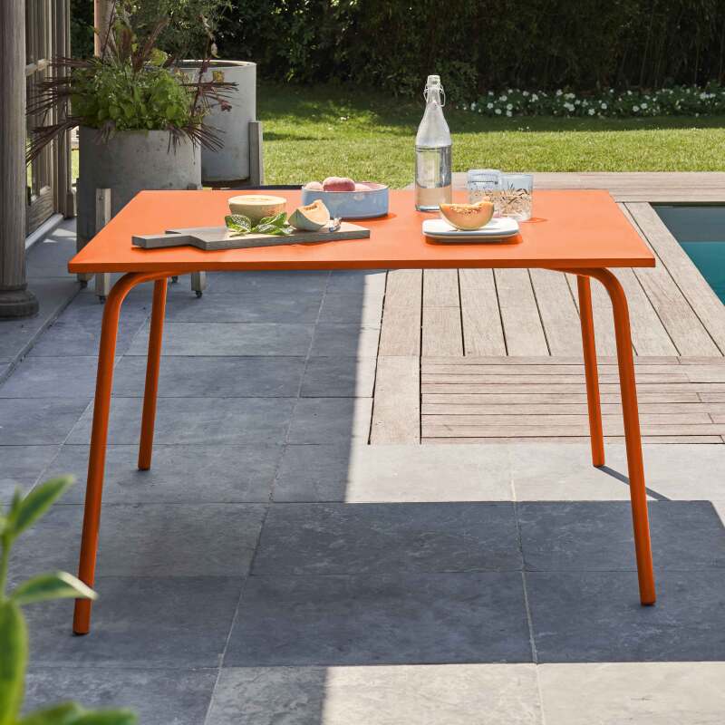 Mesa de jardín cuadrada de metal 8 personas 120x120 cm - Lifestyle