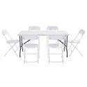 Mesa plegable y sillas plegables 162cm 6 plazas HDPE