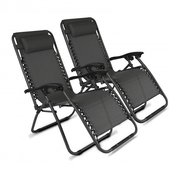 Lote de 2 sillones de relax plegable, reclinable 2 posiciones