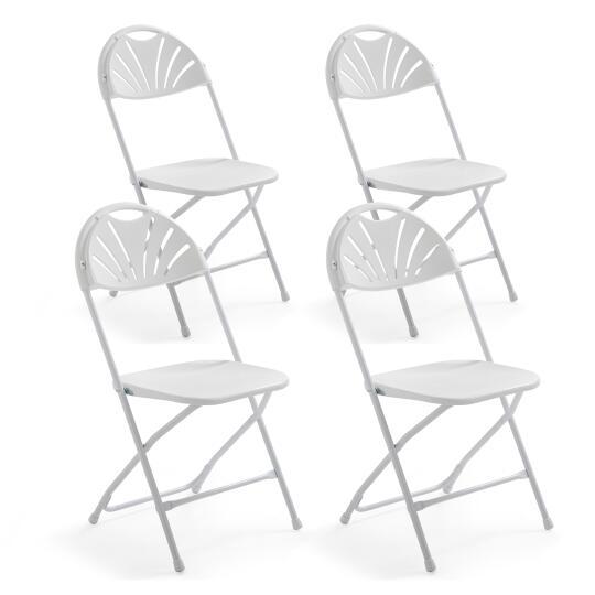 4 sillas de recepción plegables caladas blancas