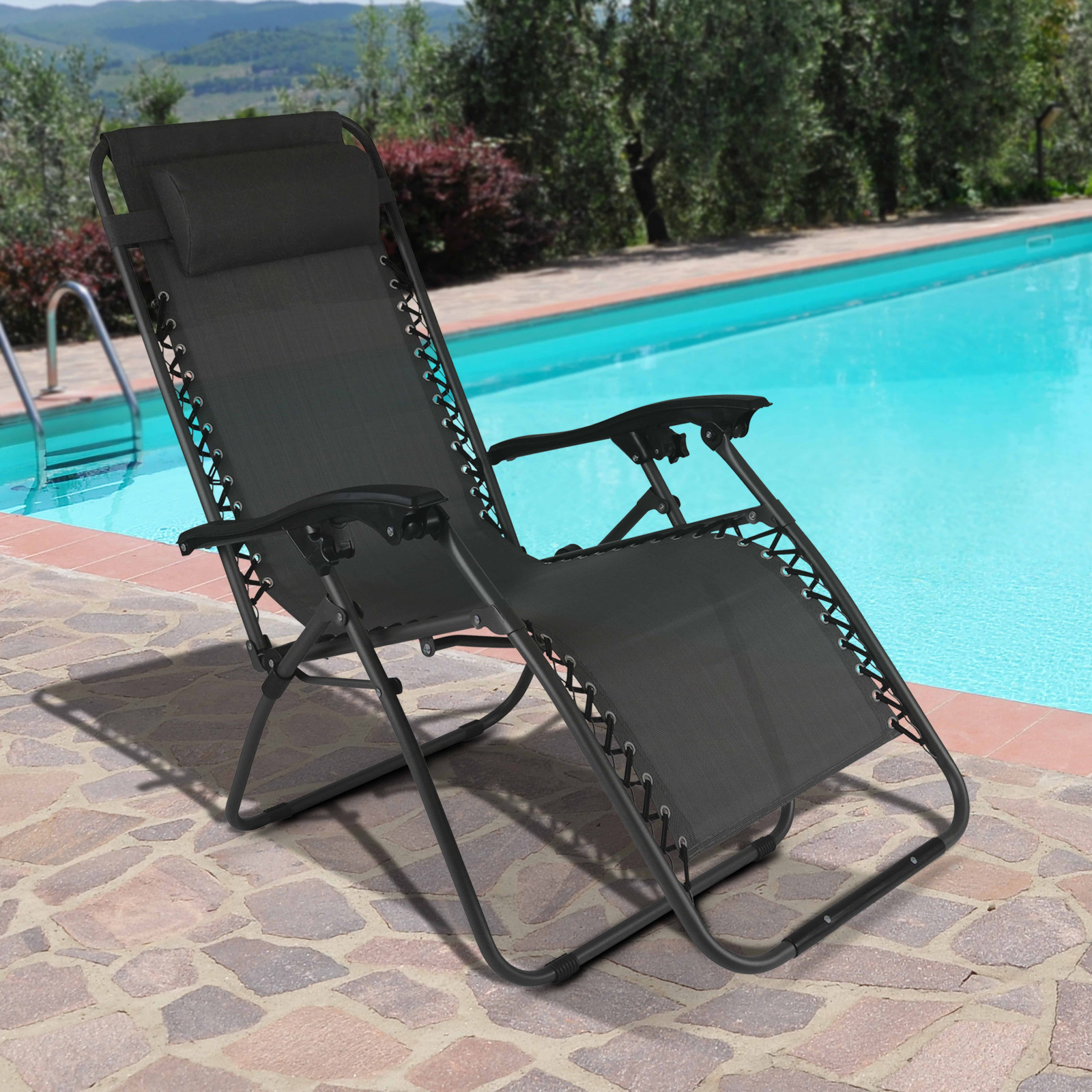 Lote de 2 sillones de relax plegable, reclinable 2 posiciones