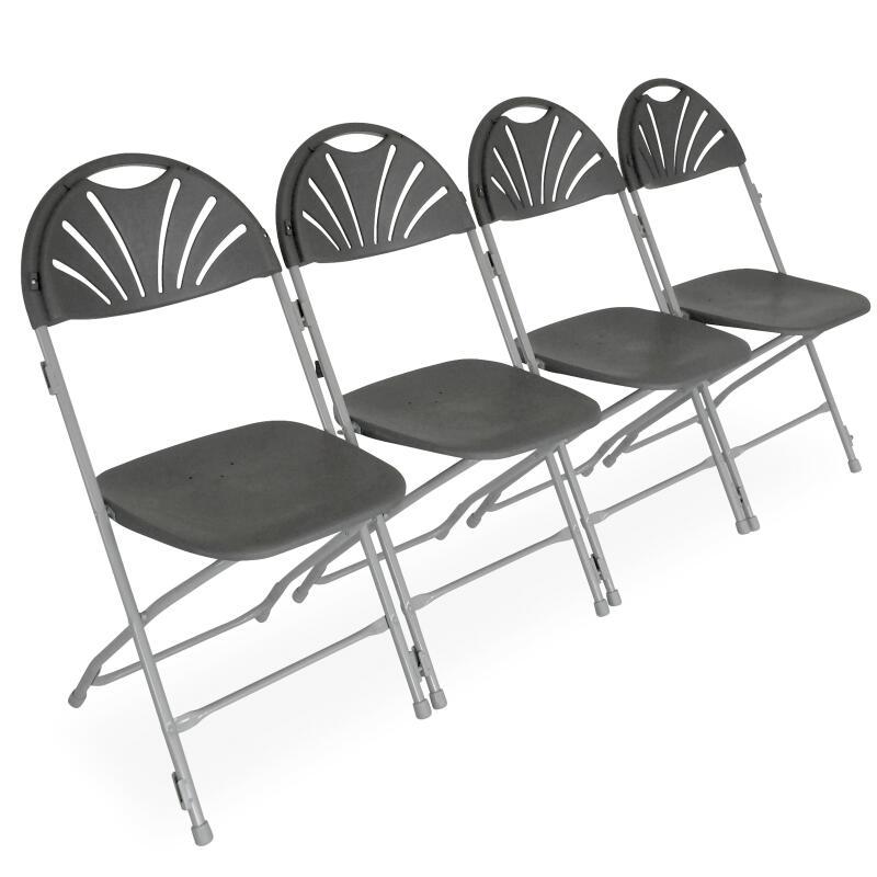 Silla plagable de recepción gris con perforación de HDPE y ganchos de conexión - Lote de 10