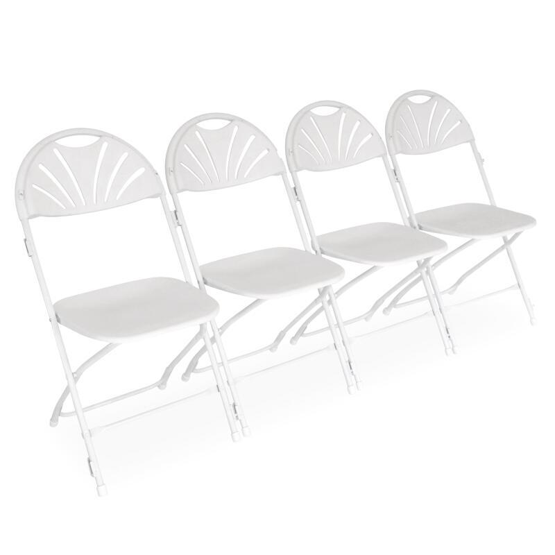 Silla plegable calada blanca de HDPE con ganchos de conexión - Lote de 10