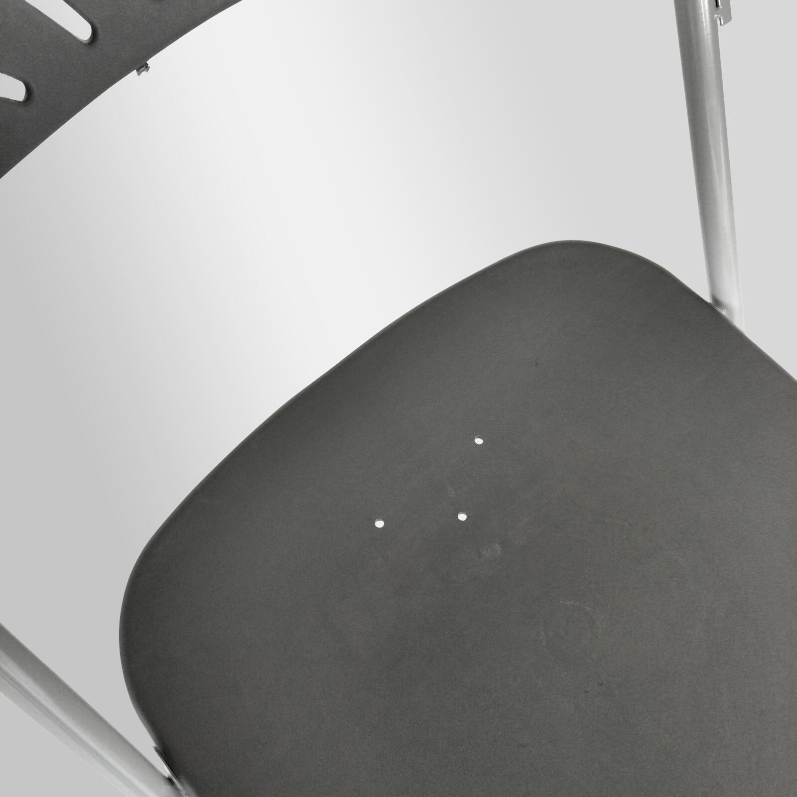 Silla plagable de recepción gris con perforación de HDPE y ganchos de conexión - Lote de 10