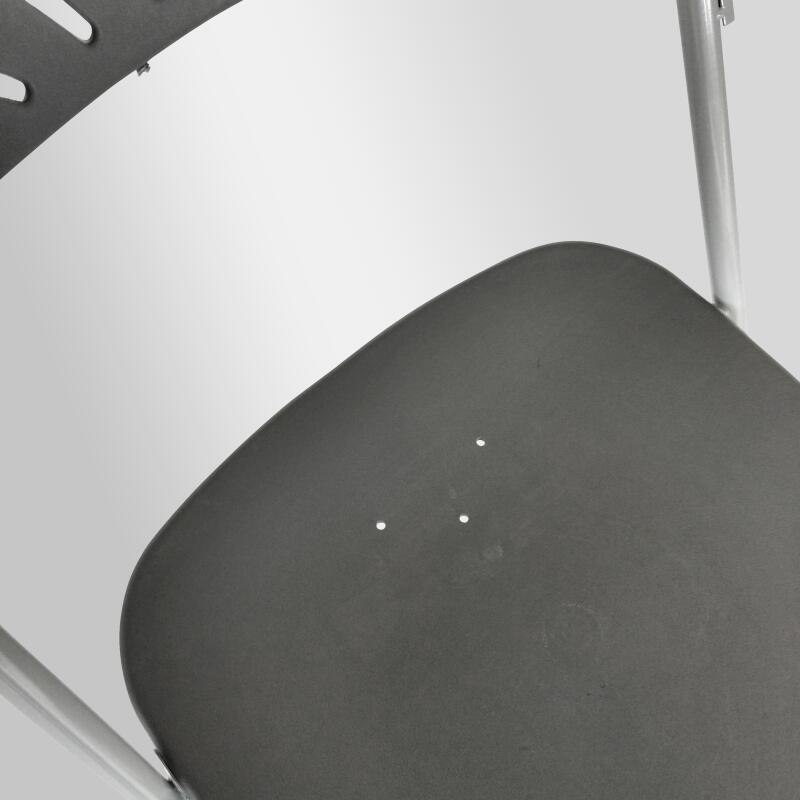 Silla plagable de recepción gris con perforación de HDPE y ganchos de conexión - Lote de 10