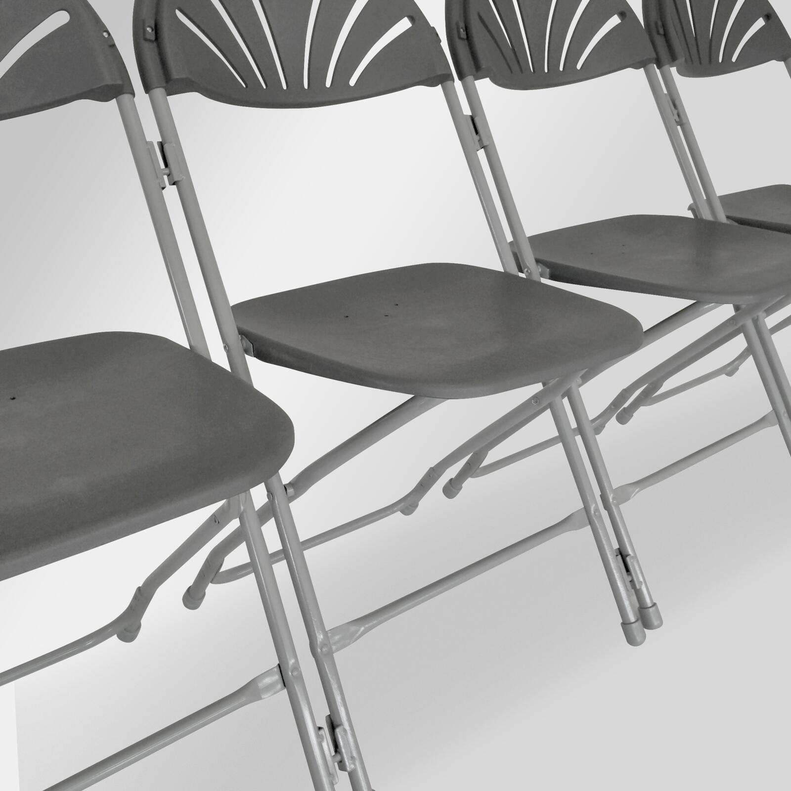 Silla plagable de recepción gris con perforación de HDPE y ganchos de conexión - Lote de 10