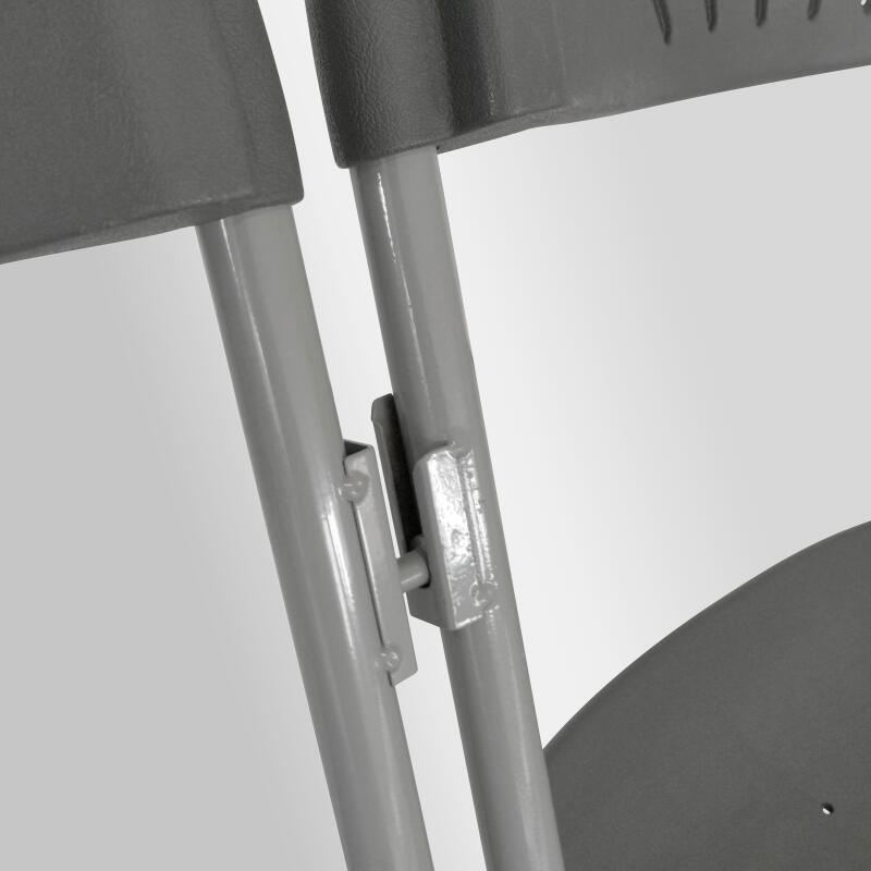 Silla plagable de recepción gris con perforación de HDPE y ganchos de conexión - Lote de 10