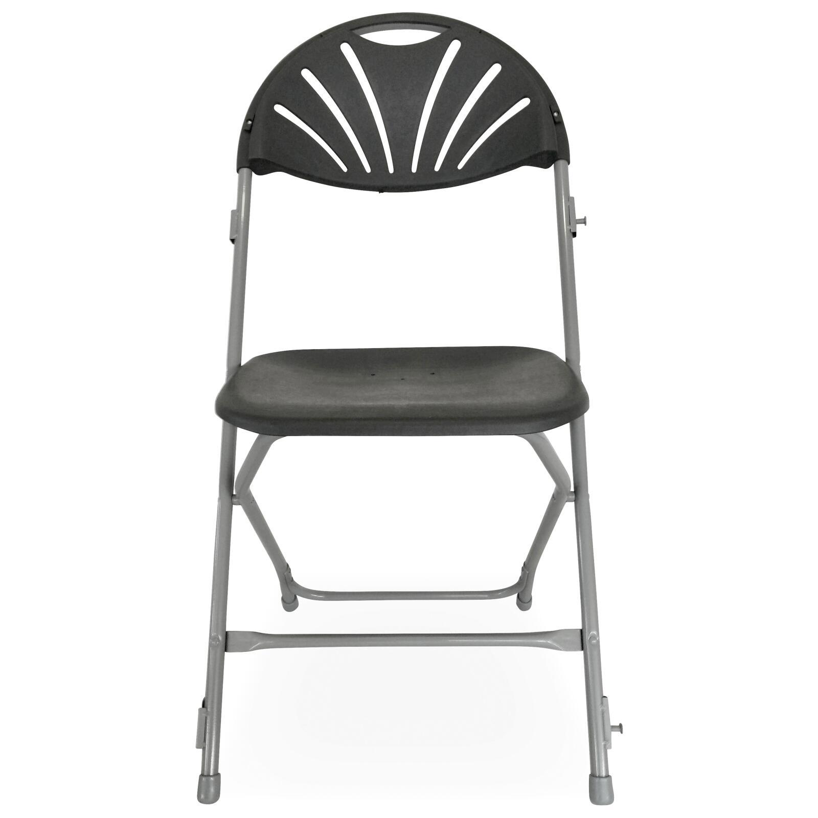 Silla plagable de recepción gris con perforación de HDPE y ganchos de conexión - Lote de 10