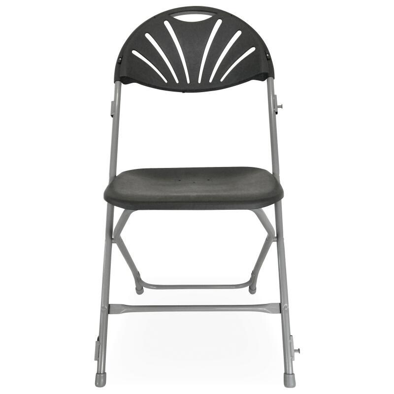 Silla plagable de recepción gris con perforación de HDPE y ganchos de conexión - Lote de 10