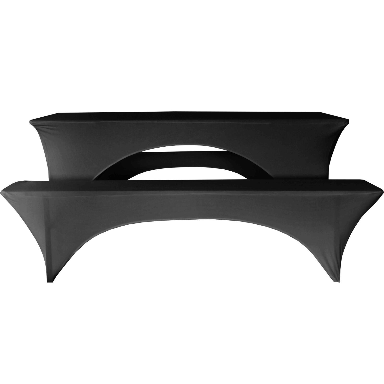 Funda de mantel para mesa y bancos plegables de madera de 10 plazas negro - 220 cm