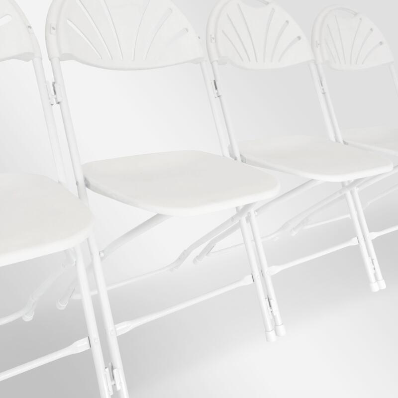 Silla plegable calada blanca de HDPE con ganchos de conexión - Lote de 10