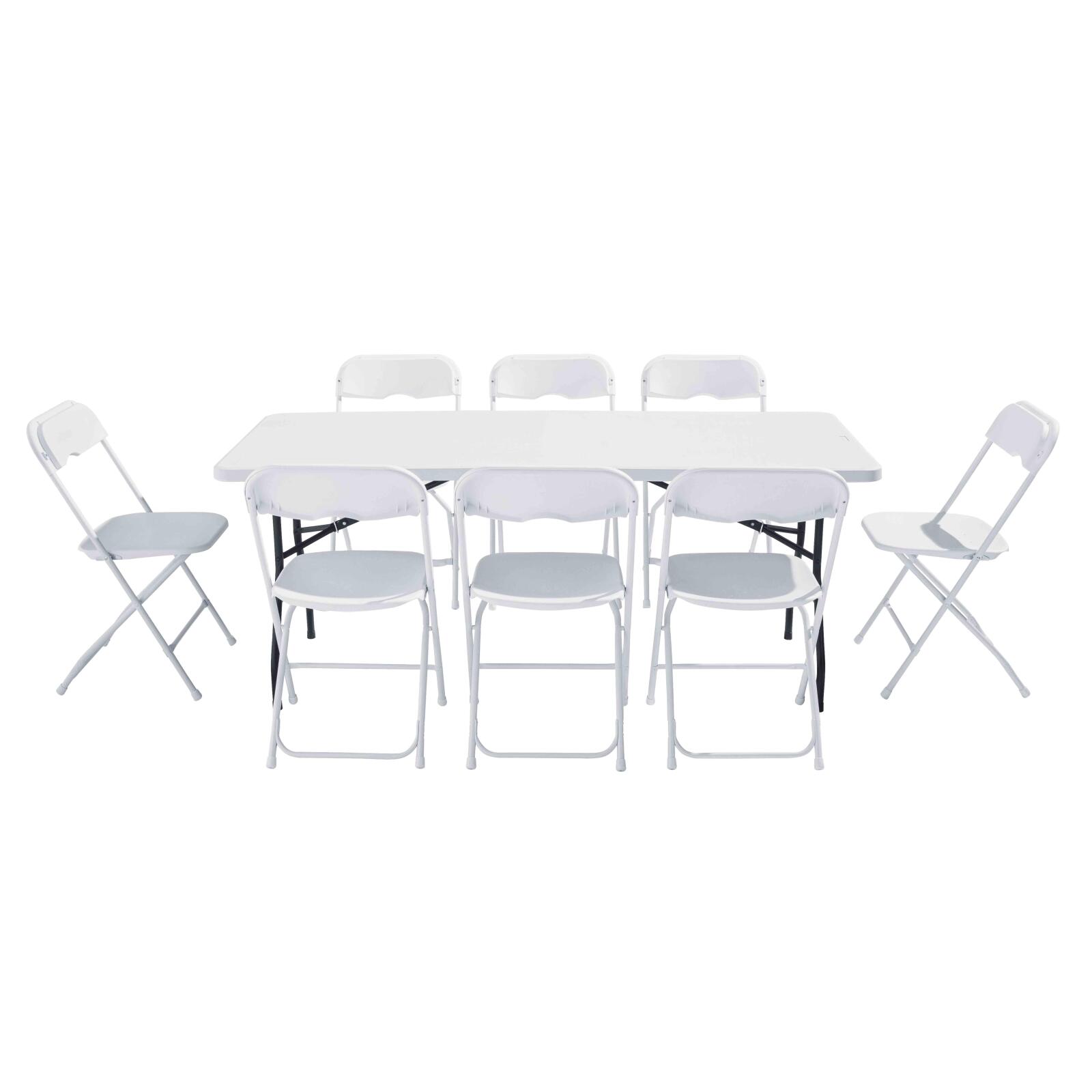 Mesa plegable y 8 sillas 183cm MONOBLOC