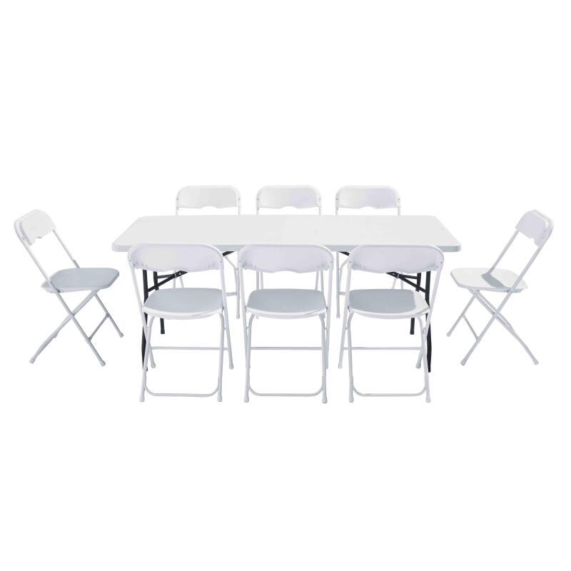 Mesa plegable y 8 sillas 183cm MONOBLOC