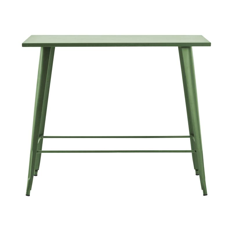 Mesa alta de jardín de 120 x 60 cm y 4 taburetes de metal negro mate (2/5)