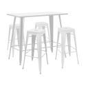 Mesa alta de jardín de 120 x 60 cm y 4 taburetes de metal negro mate