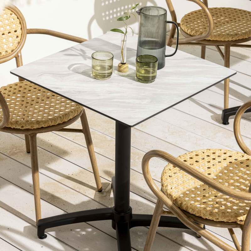 Mesa de jardín cuadrada de 70 x 70 cm inclinable en HPL (2/10)