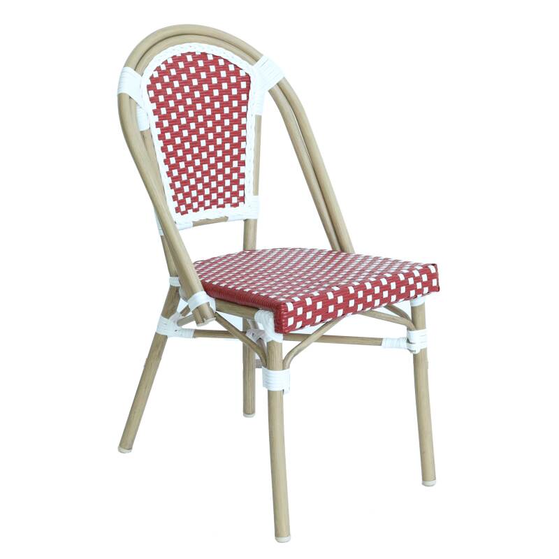 Silla de jardín estilo bistro parisino de aluminio y ratán sintético