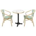 Mesa de terraza cuadrada de contrachapado con canto de aluminio ⌀60 cm y 2 sillas estilo bistró parisino