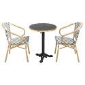 Mesa de terraza cuadrada de contrachapado con canto de aluminio ⌀60 cm y 2 sillas estilo bistró parisino
