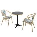 Mesa de terraza cuadrada de contrachapado con canto de aluminio ⌀60 cm y 2 sillas estilo bistró parisino