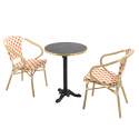 Mesa de terraza cuadrada de contrachapado con canto de aluminio ⌀60 cm y 2 sillas estilo bistró parisino